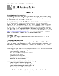 Biology A Credit By Exam Review Sheet This Credit by Exam