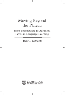 Moving Beyond the Plateau - Cambridge University Press