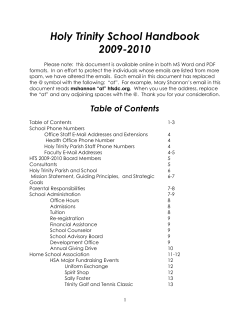 Holy Trinity School Handbook 2009-2010