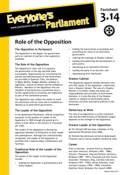 Role of the Opposition - Queensland Parliament