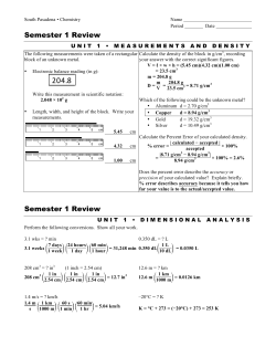 Semester 1 Review Semester 1 Review
