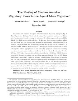 The Making of Modern America: Migratory Flows in the Age of Mass