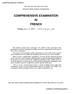 COMPREHENSIVE EXAMINATION IN FRENCH Friday