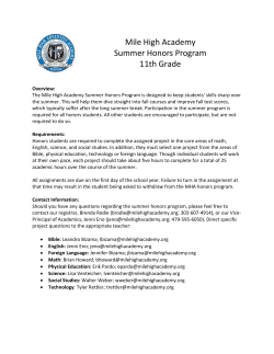 Mile High Academy Summer Honors Program 11th Grade