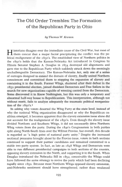 The Old Order Trembles: The Formation of the Republican Party in