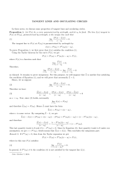 TANGENT LINES AND OSCULATING CIRCLES In these notes, we