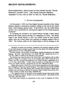 Extraterritorial Application of the United States` Trade Embargo