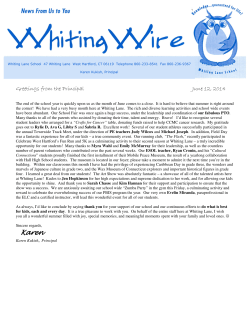 Greetings from the Principal June 12, 2014