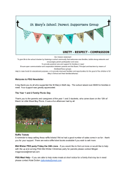 PSG Newsletter A big thankyou to all who supported the St Mary`s