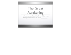 Lesson 8-The Great Awakening