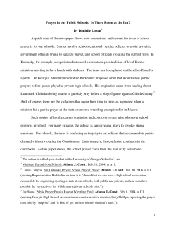 Prayer in our Public Schools: Is There Room at the Inn