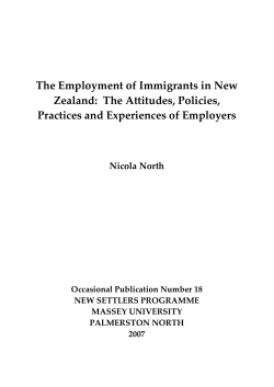 The Employment of Immigrants in New Zealand: The Attitudes