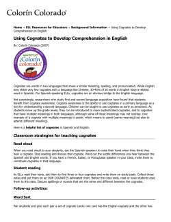 Using Cognates to Develop Comprehension in English
