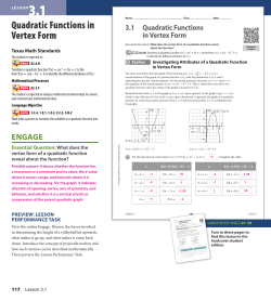 Quadratic Functions in Vertex Form