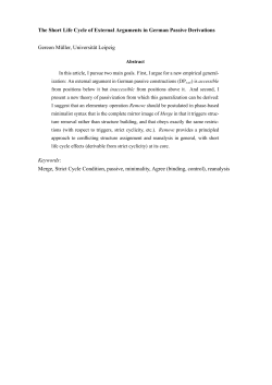 The Short Life Cycle of External Arguments in German Passive