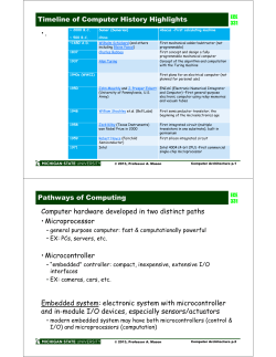 Timeline of Computer History Highlights &bull;. Pathways of Computing