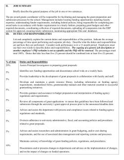 II. JOB SUMMARY Briefly describe the general purpose of the job in