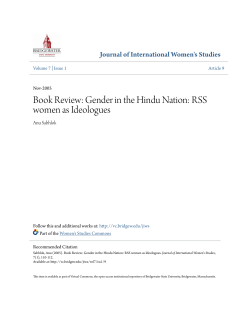 Gender in the Hindu Nation: RSS women as Ideologues
