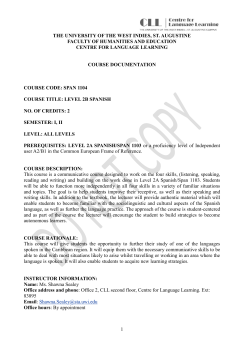 Level 2B SPANISH - UWI St. Augustine