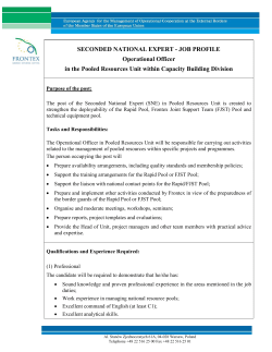 JOB PROFILE Operational Officer in the Pooled Resources Unit