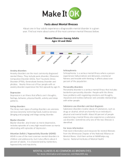 Facts about Mental Illnesses MENTAL ILLNESS IS AS COMMON AS
