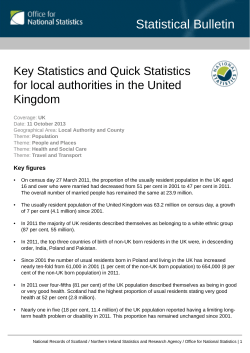 Key Statistics and Quick Statistics for local authorities in the United