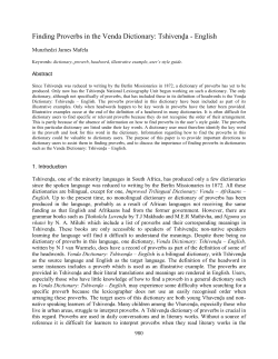 Finding Proverbs in the Venda Dictionary: Tshivenḓa