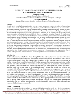 A STUDY ON USAGE AND SATISFACTION OF CREDIT CARDS BY