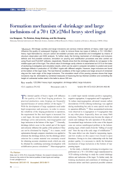Formation mechanism of shrinkage and large inclusions of a 70 t