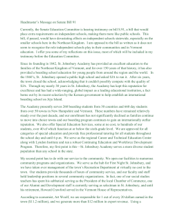 Headmaster`s Message on Senate Bill 91 Currently, the Senate