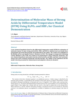 Determination of Molecular Mass of Strong Acids by Differential