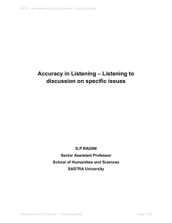 Accuracy in Listening &ndash; Listening to discussion on specific