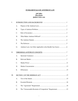 FUNDAMENTALS OF ANTITRUST LAW Jeff Miles Ober/Kaler jjmiles