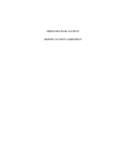 GREEN DOT BANK ACCOUNT DEPOSIT ACCOUNT AGREEMENT