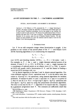 an fft extension to the p - 1 factoring algorithm