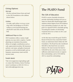The PLATO Fund - Division of Continuing Studies - UW