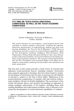 IT`S TIME WE TEACH SOCIAL-EMOTIONAL