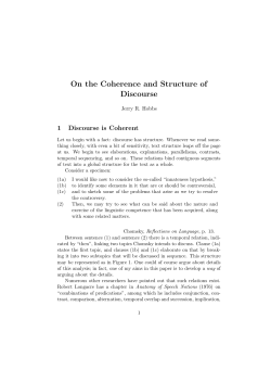 On the Coherence and Structure of Discourse
