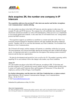 Axis acquires 2N, the number one company in IP intercom