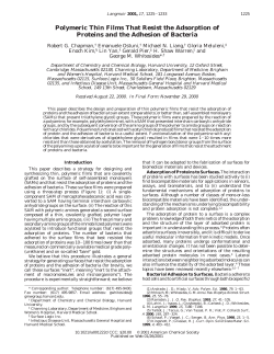 Polymeric Thin Films That Resist the Adsorption of Proteins and the