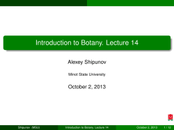 Introduction to Botany. Lecture 14