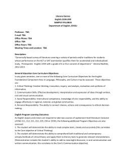 Literary Genres English 233H.XXX SAMPLE SYLLABUS