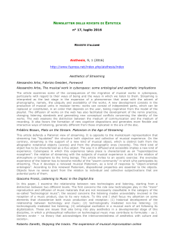 NEWSLETTER DELLE RIVISTE DI ESTETICA n&deg; 17, luglio 2016