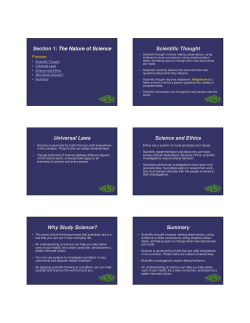 Section 1: The Nature of Science Scientific Thought Universal Laws