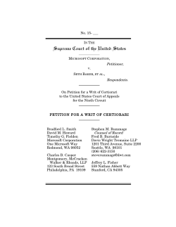 No. 15- ___ Petitioner, v. Respondents. On Petition for a Writ of