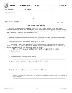 Motion To Vacate, Set Aside Or Correct The Judgment Or Sentence