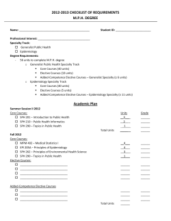2012-2013 CHECKLIST OF REQUIREMENTS M.P.H. DEGREE