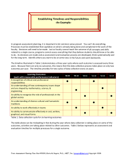 Establishing Timelines and Responsibilities -An Example