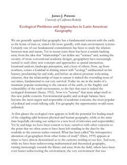 Ecological Problems and Approaches in Latin American Geography
