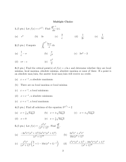 Multiple Choice 1.(5 pts.) Let f(x) = e(x3). Find df dx (e). (a) e3 (b) 3e